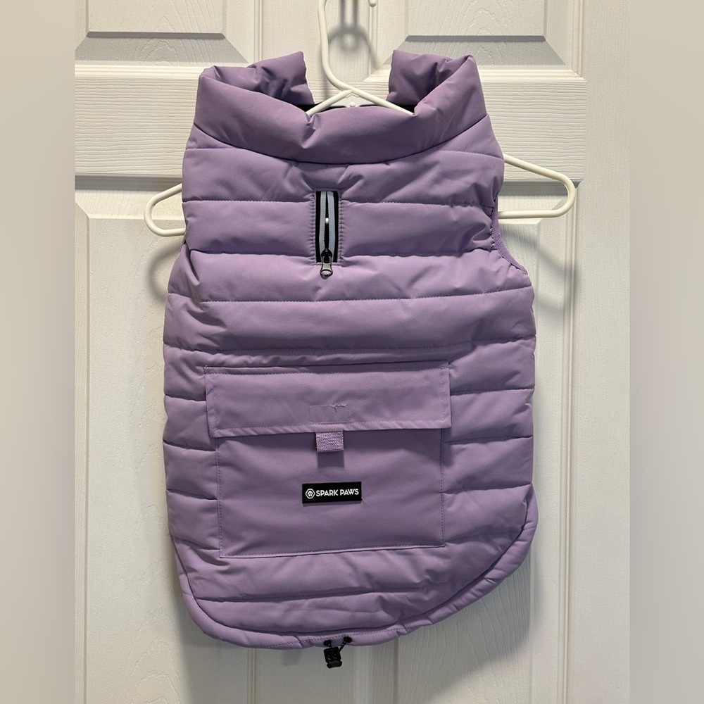 Spark Paws 2XL Purple With Gray Piping  2 Sets Of Snaps Dog Coat NWT - Picture 2 of 6